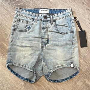 One Teaspoon Light Blue Denim Shorts Hustlers